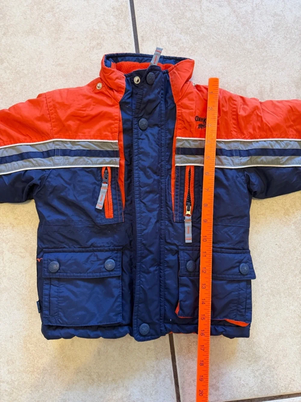 OshKosh B'gosh Navy and Orange Kids Puffer Coat